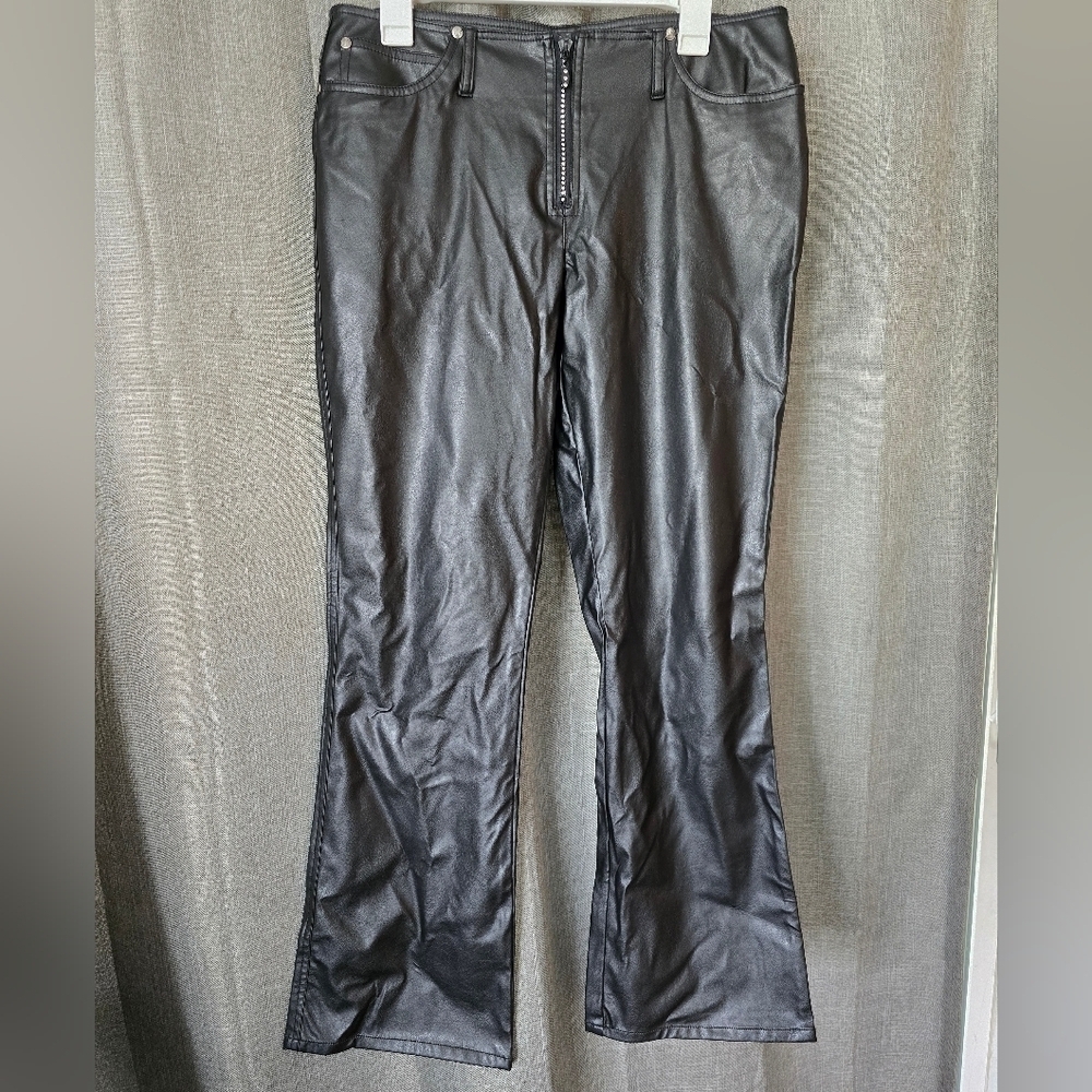 No Boundaries Y2K Faux Leather Pants Flared Black Juniors 13